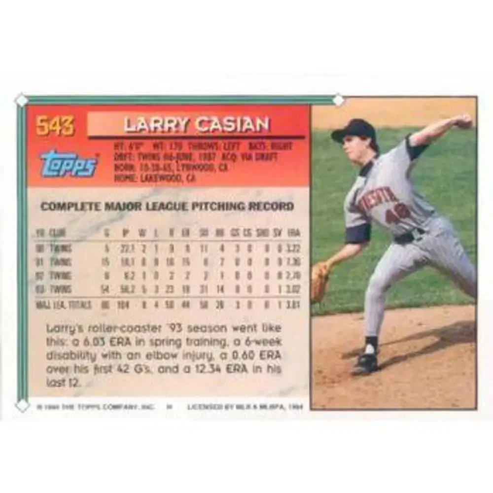 1994 Topps Larry Casian # 543 Minnesota Twins